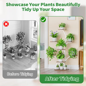 CODACE 50-inch corner plant stand fits snugly in living rooms and patios.