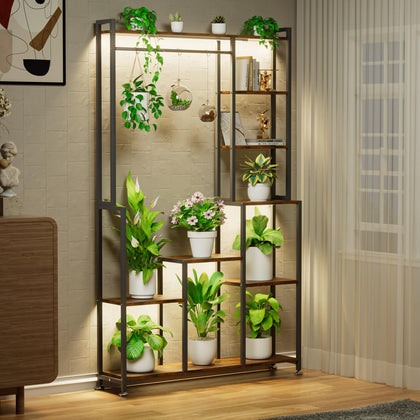 CODACE indoor plant stand with grow lights top section for sun-loving plants