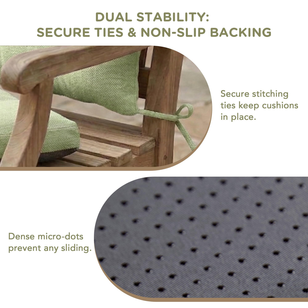Codi all-weather sage rocking chair cushion withstands sun and rain
