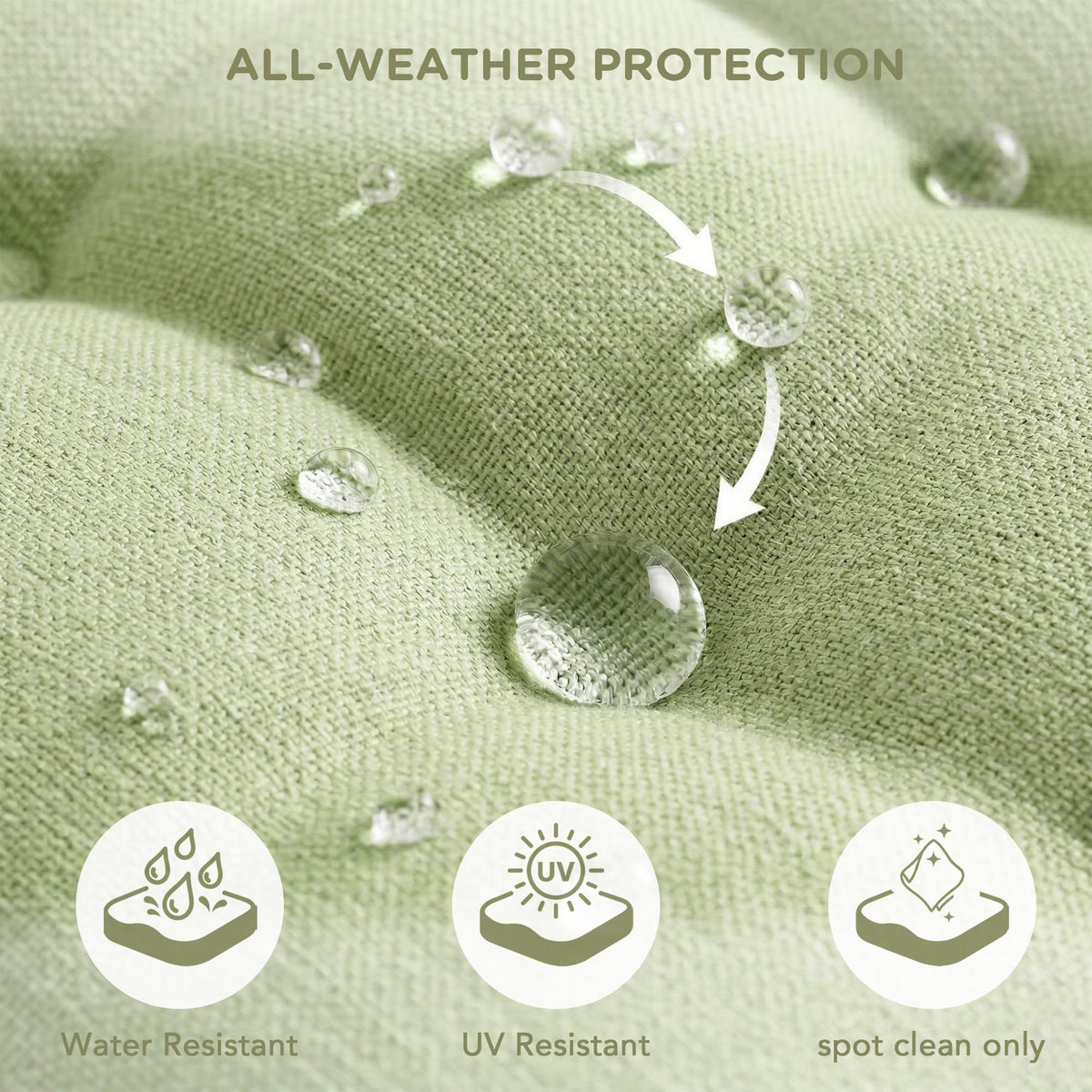 Codi indoor-outdoor easy-care sage cushion ideal for patios and living rooms