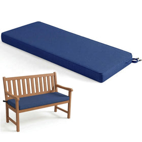 Codi outdoor bench cushion on navy seating provides dryness and comfort