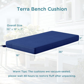 Codi bench cushion waterproof fabric keeps rain off, perfect for porches