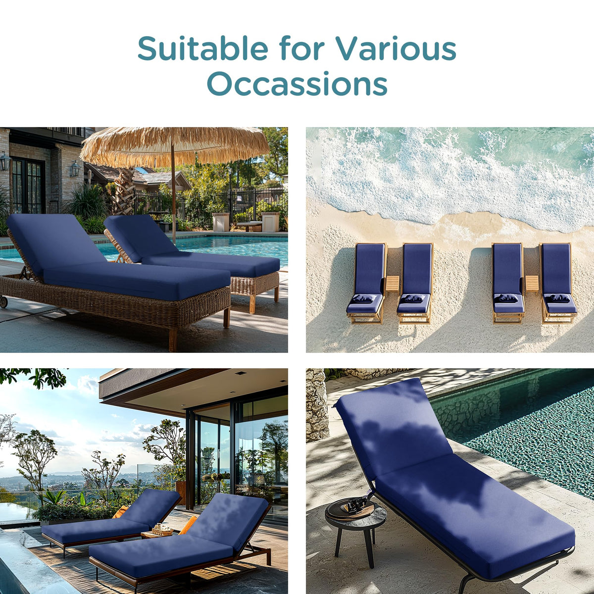 Codi outdoor cushion on poolside sofa with waterproof fabric for rain-ready use