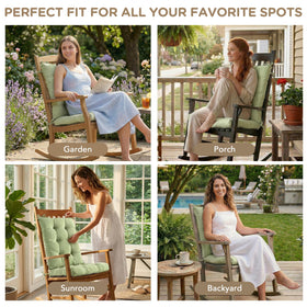 Codi sage rocking chair cushion with waterproof surface for outdoor use