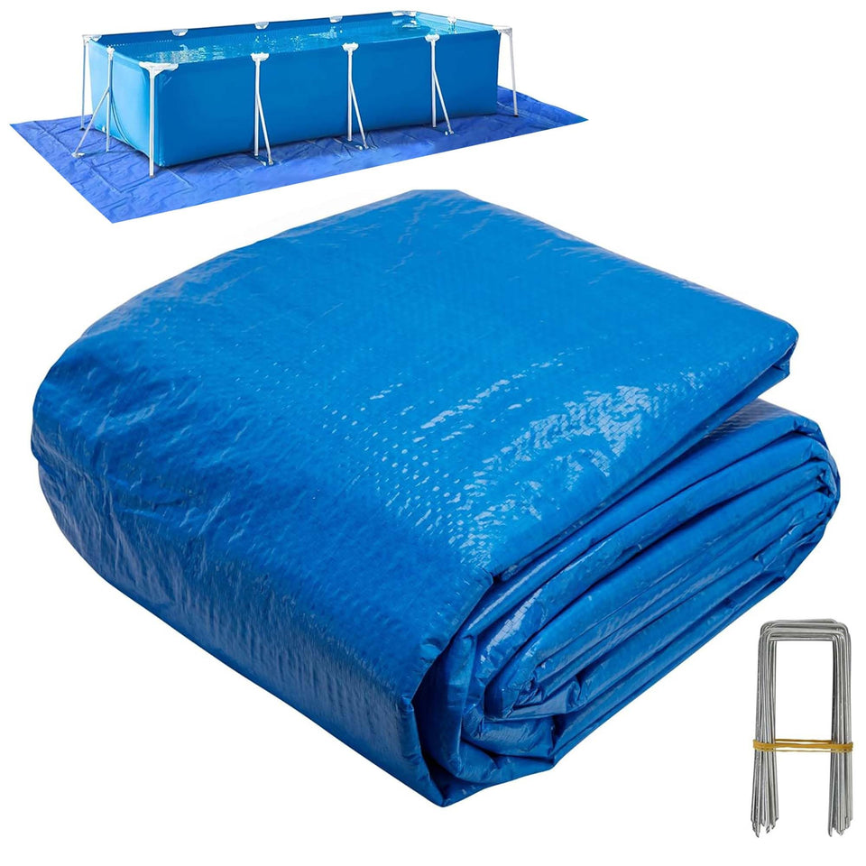 Codree pool ground cloth 20x12ft under the pool protects the bottom from debris.