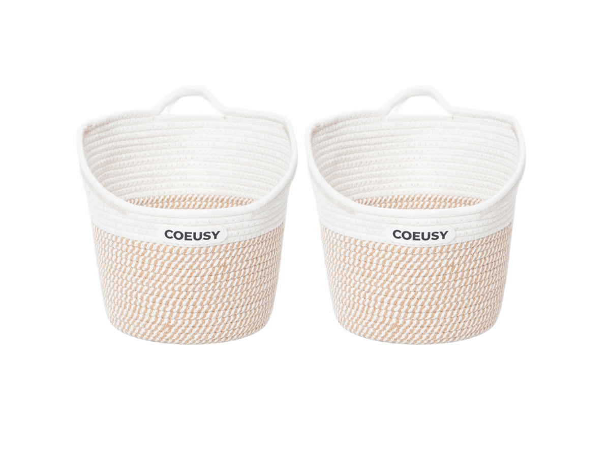 Coeusy hanging basket with wide opening top, ideal for easy access to books and toys.
