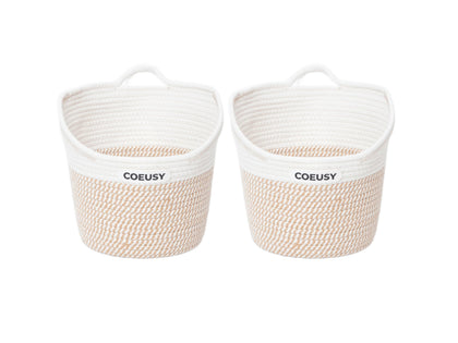 Coeusy hanging basket with wide opening top, ideal for easy access to books and toys.