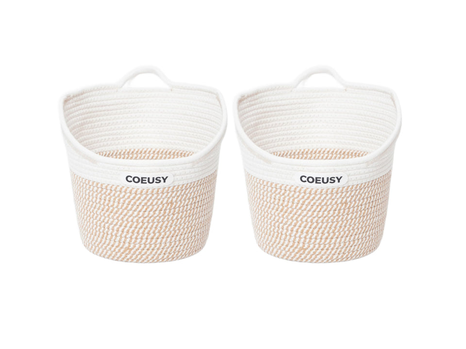 Coeusy hanging basket with wide opening top, ideal for easy access to books and toys.