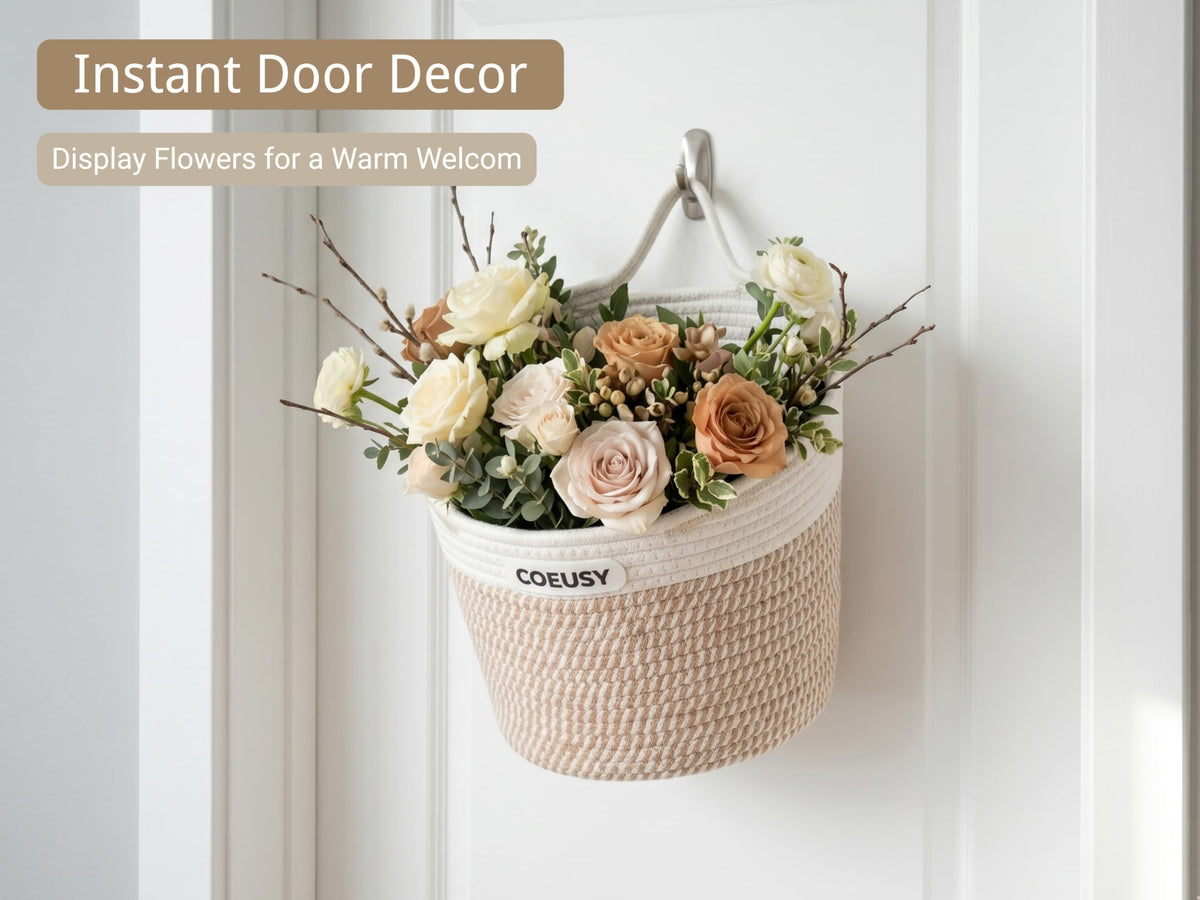 Coeusy premium woven cotton rope basket combines soft texture with sturdy structure.
