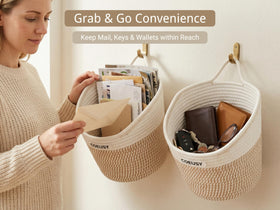 Coeusy wall-hanging basket mounted over door saves space and keeps essentials accessible.