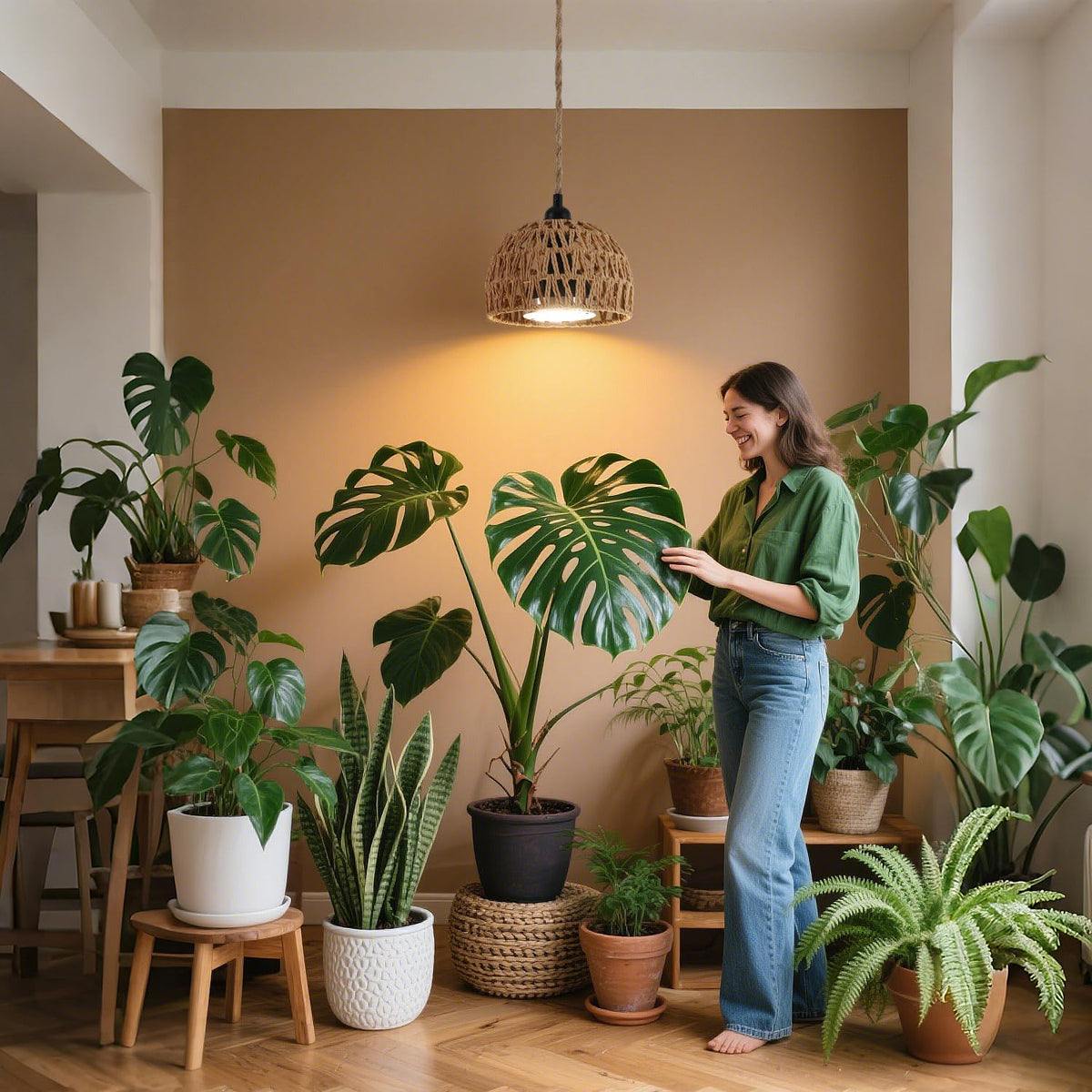 Cofiveevo modern design indoor garden with hanging grow light.