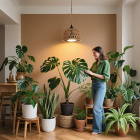 Cofiveevo modern design indoor garden with hanging grow light.