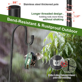 Cogardenshower adjustable-height pole places feeders at eye level.