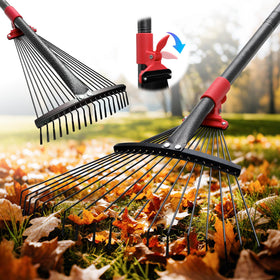 Cogardenshower collapsible rake with 70-inch handle for easy, extended reach