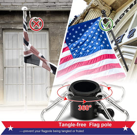 Cogardenshower 360° anti-wrap rings ensure smooth flag flight and reduced tangling