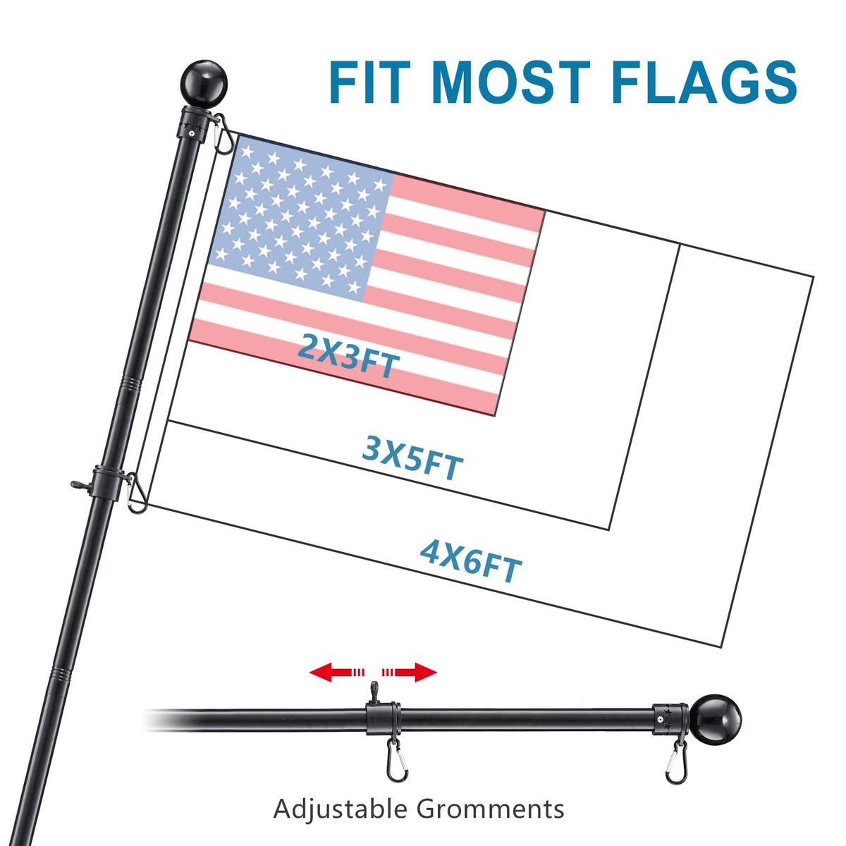 Cogardenshower flagpole suitable for porch, fence, tree, or patio setup for versatile displays