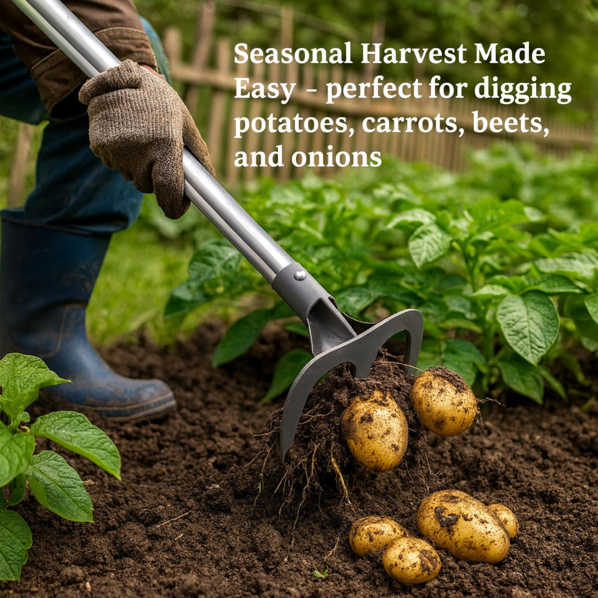 Cogardenshower heavy-duty 3-tine rake for tough soil and roots