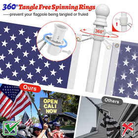 Cogardenshower heavy-duty flag pole highlights robustness for year-round outdoor display.