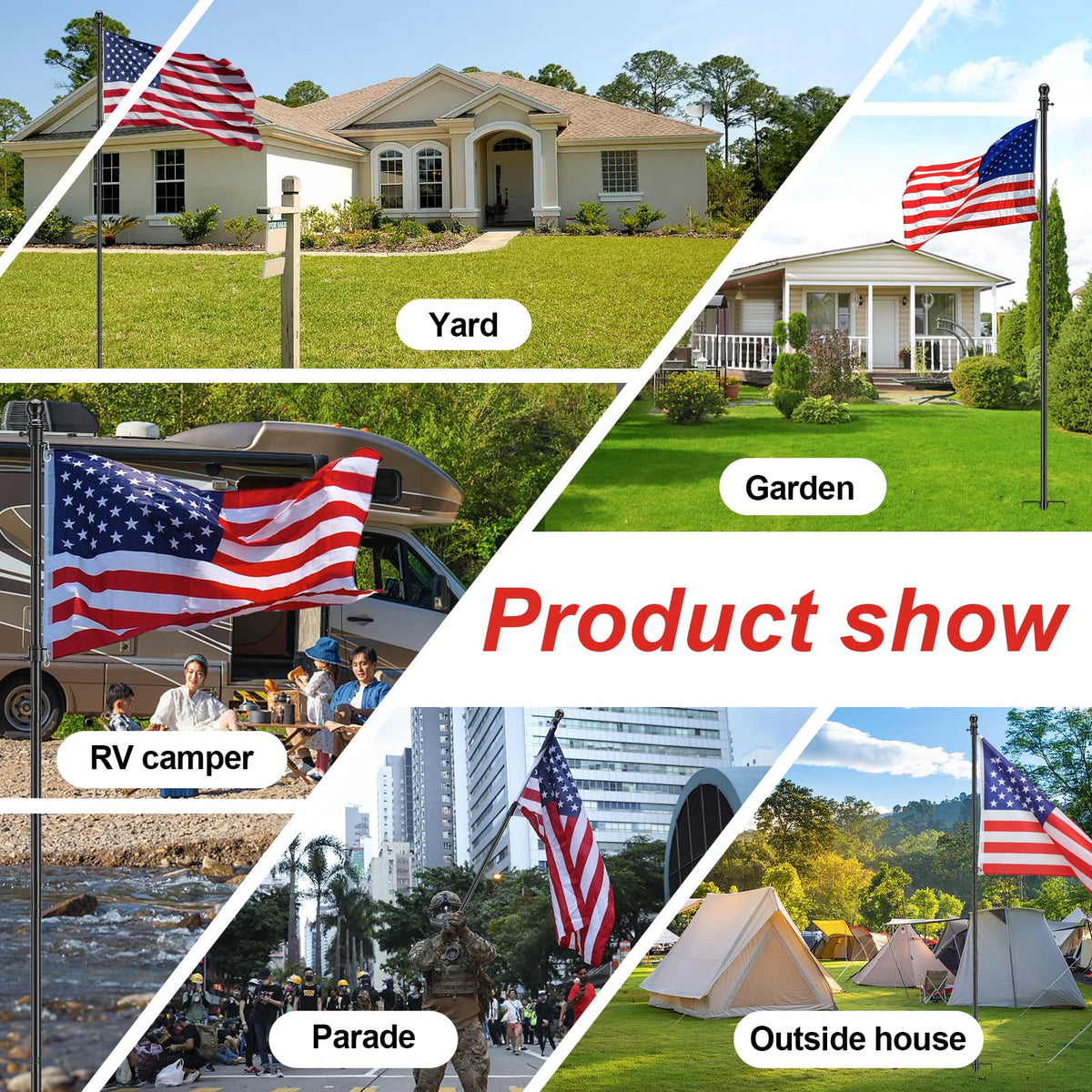 Cogardenshower flag display ready in outdoor yard setting