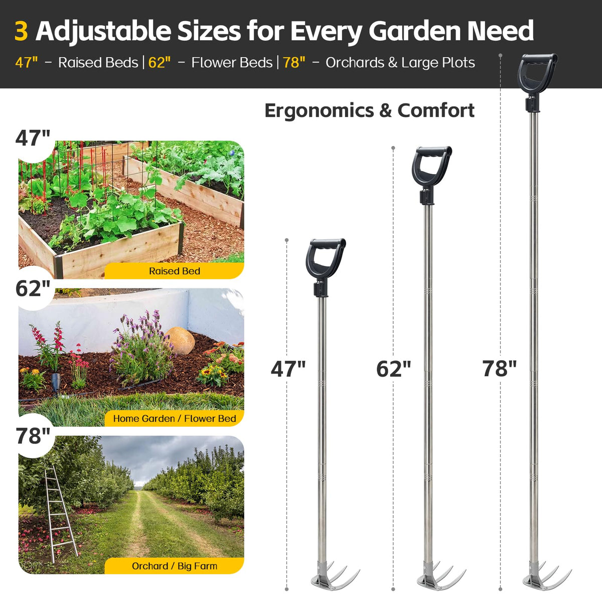 Cogardenshower raised-bed garden cultivator for beds and small plots