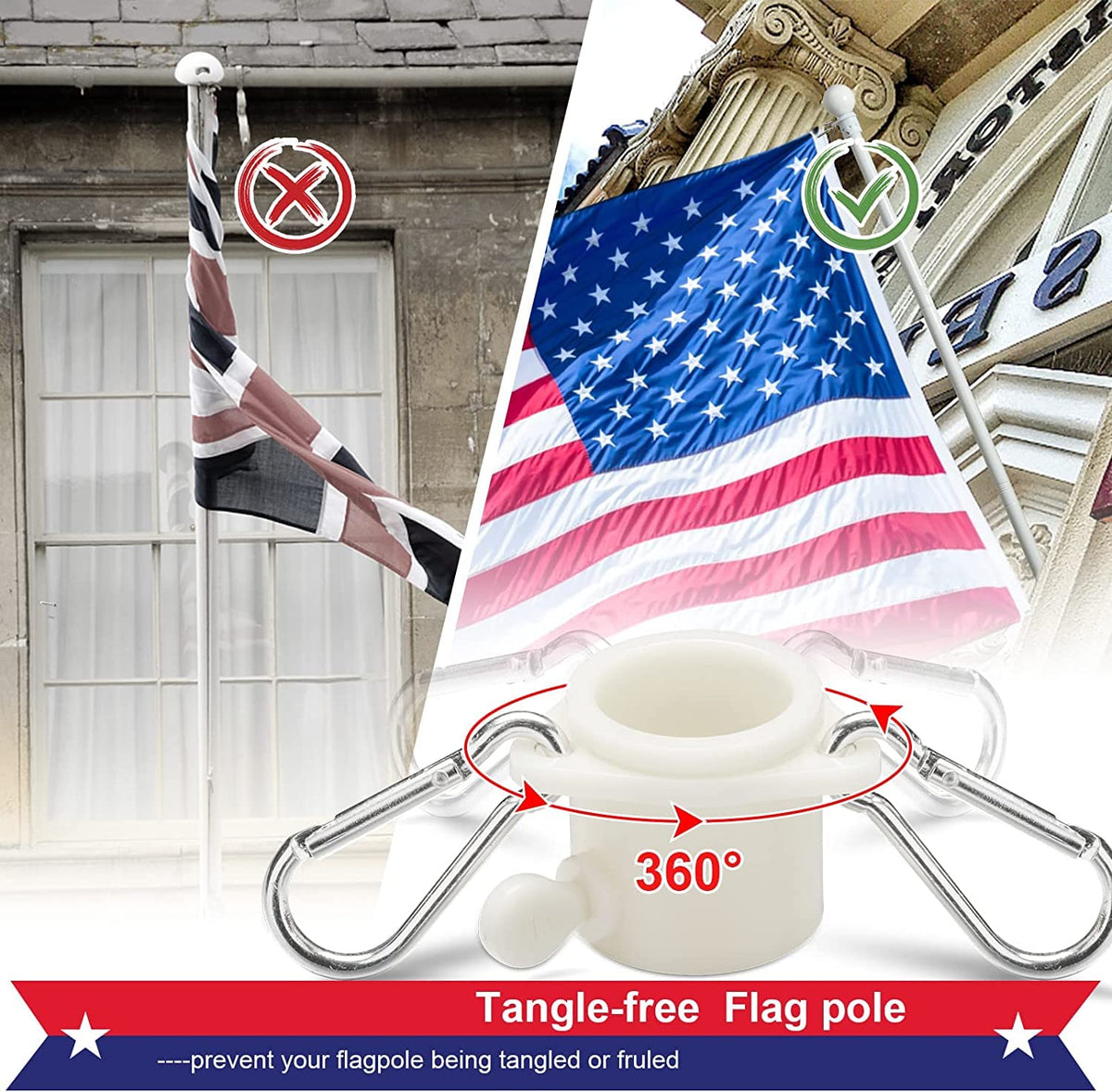 Cogardenshower stainless-steel flag pole close-up showing solid 1-inch diameter.