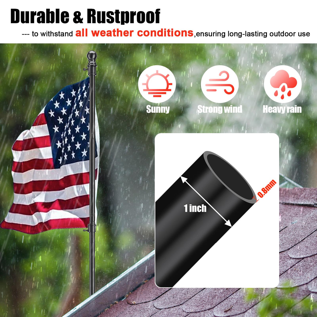 Cogardenshower tangle-free rings enable smooth flag rotation in any weather.