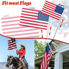 Cogardenshower universal-fit flag pole supports 2x3 and 3x5 flags with ease.
