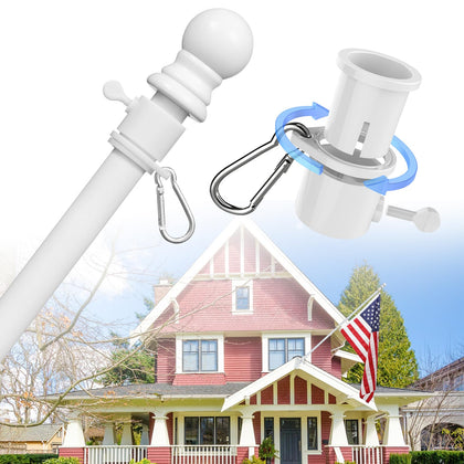 Cogardenshower white flag pole kit 5ft for quick outdoor assembly on porches.