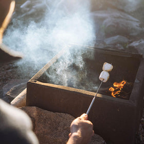 Fully extended Coghlan's roasting fork reaches 34 inches to keep distance from flames