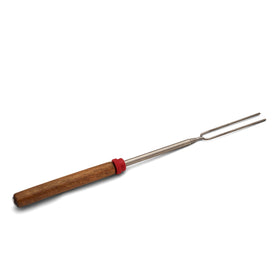Thumb roller on Coghlan's fork enables easy rotation for even cooking