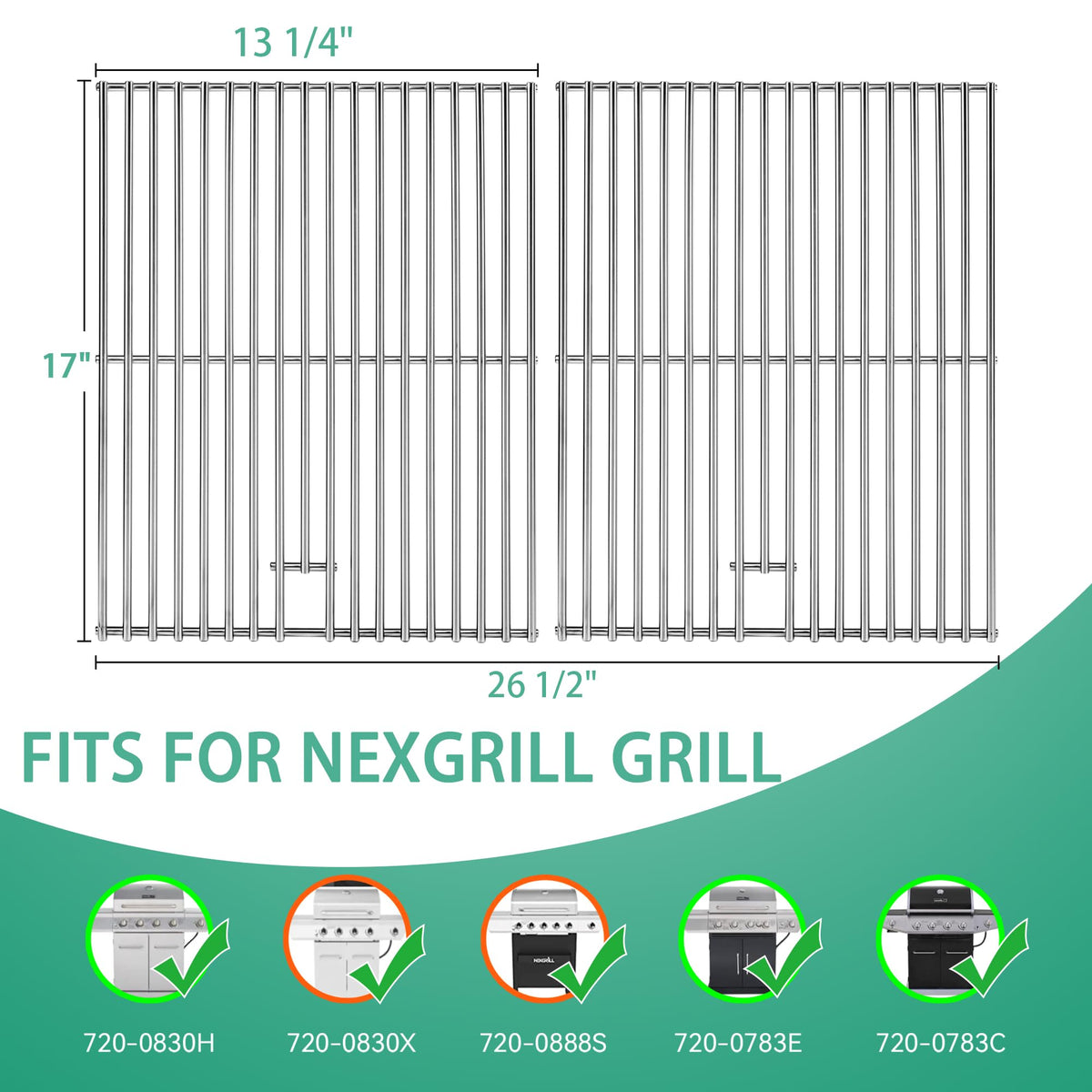 COGRICHBF stainless steel two-pack grates for durable replacement.