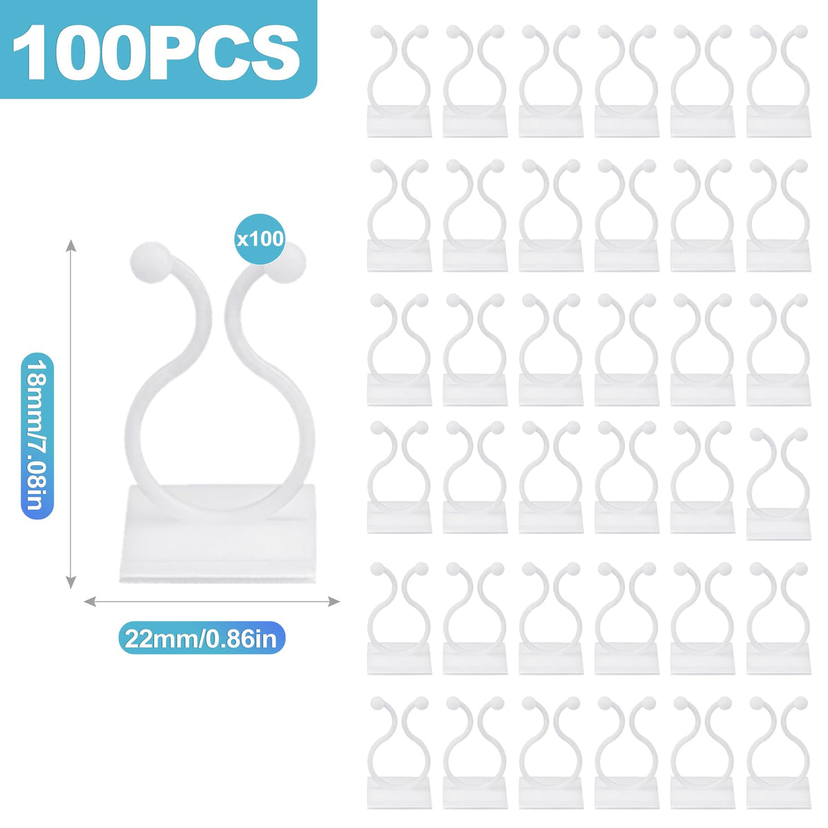 CoguZed adhesive wall clip securely holds cables on smooth surfaces.