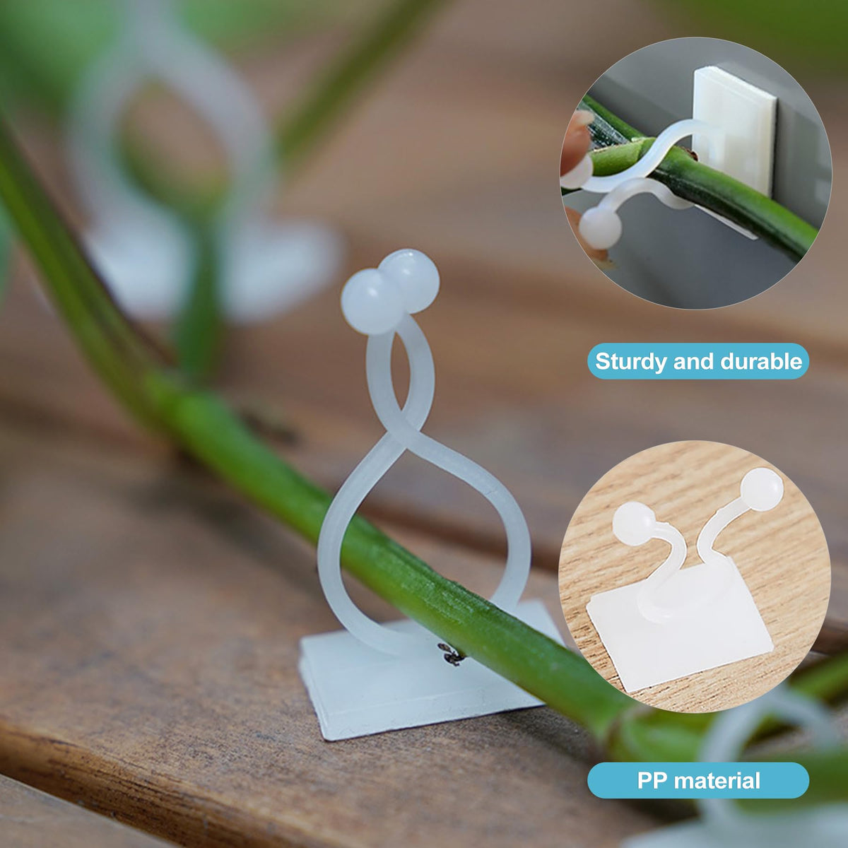CoguZed white wall clip blends with decor for discreet plant support.