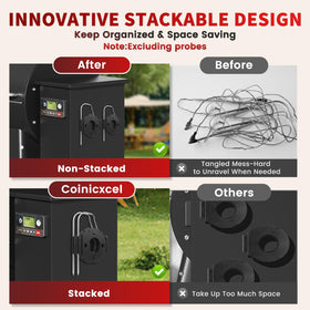 Coinicxcel meat probe organizer magnetic-hold ensures secure attachment for quick access.