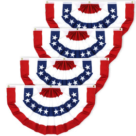 COKOKA American pleated fan flag 1.5x3 ft for outdoor parades and porch decor