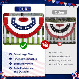 COKOKA American pleated fan flag 3x6 ft ideal for outdoor displays