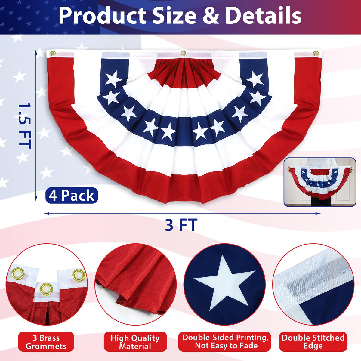COKOKA patriotic banner 4-pack for versatile outdoor and indoor decor