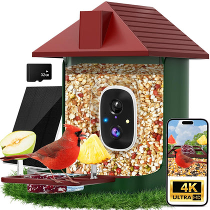 Cokque Smart Bird Feeder camera front view for easy backyard monitoring of visiting birds