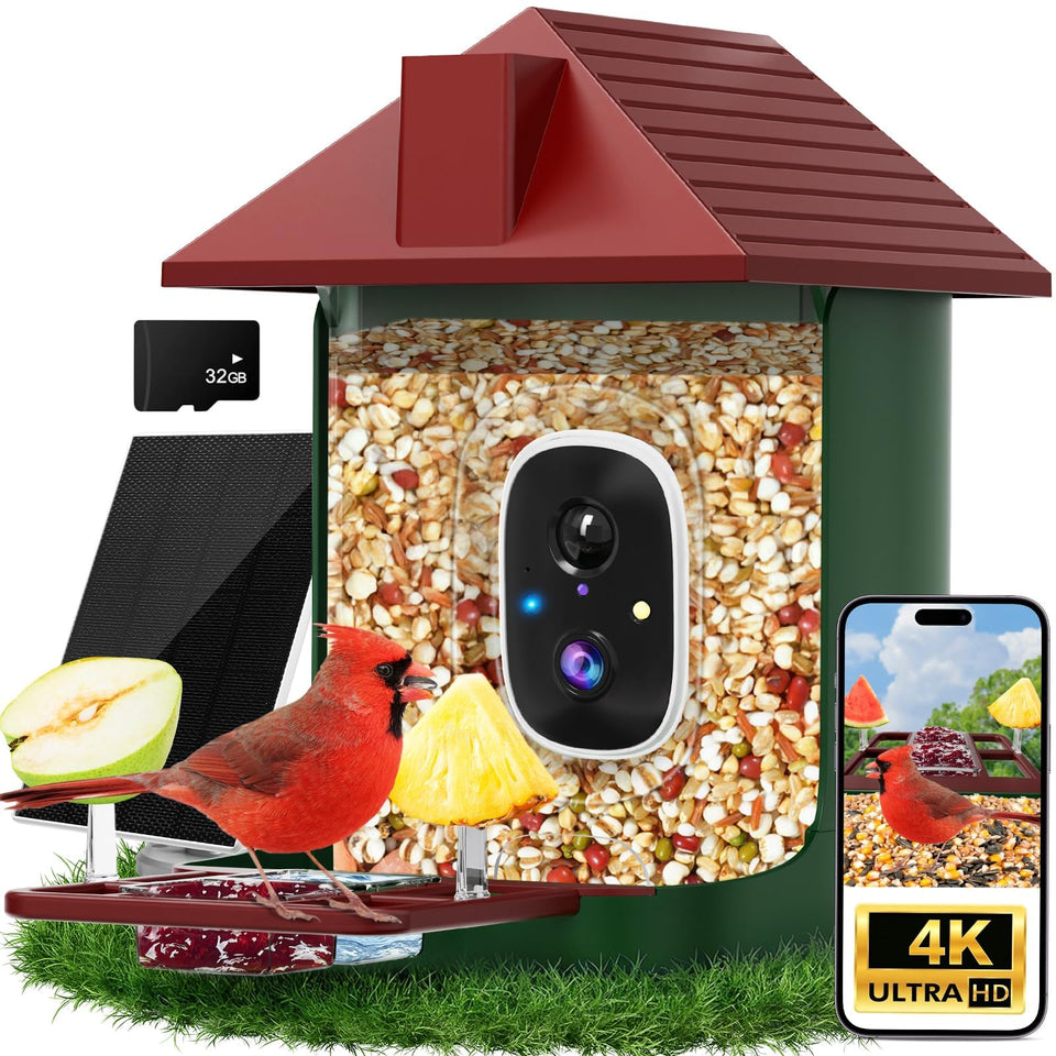 Cokque Smart Bird Feeder camera front view for easy backyard monitoring of visiting birds