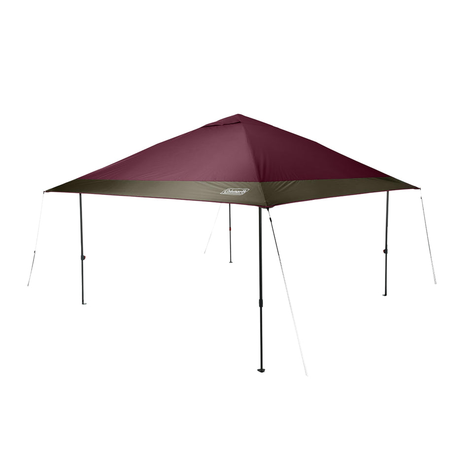 Coleman Oasis canopy center hub setup showcases quick assembly for shade.