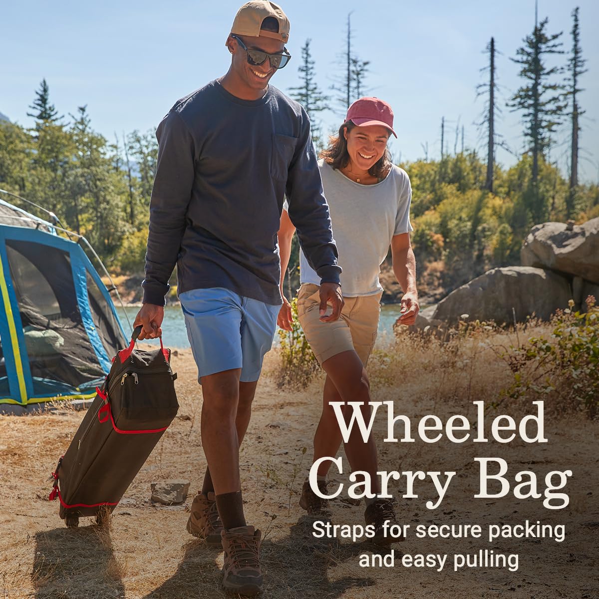 Coleman Oasis wheeled carry bag simplifies transport from car to campsite.