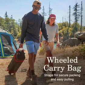 Coleman Oasis wheeled carry bag simplifies transport from car to campsite.