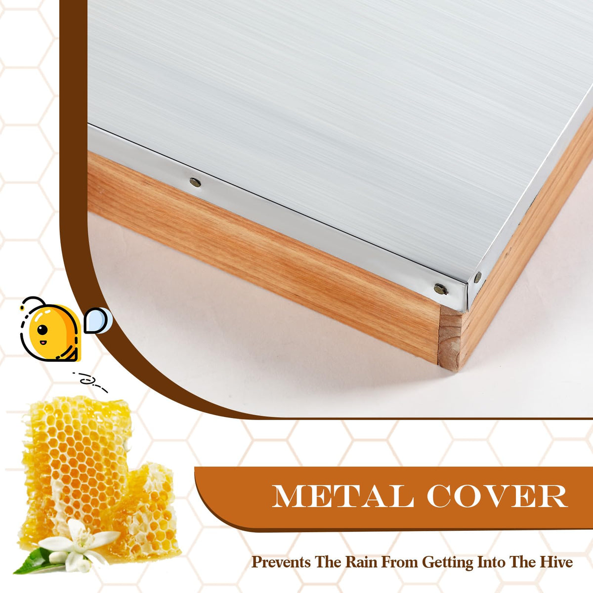 Colingmill bee hive cover metal lid closeup with galvanized steel