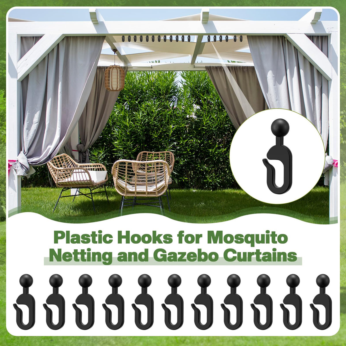 Colingmill gazebo curtain hook setup shown in outdoor space