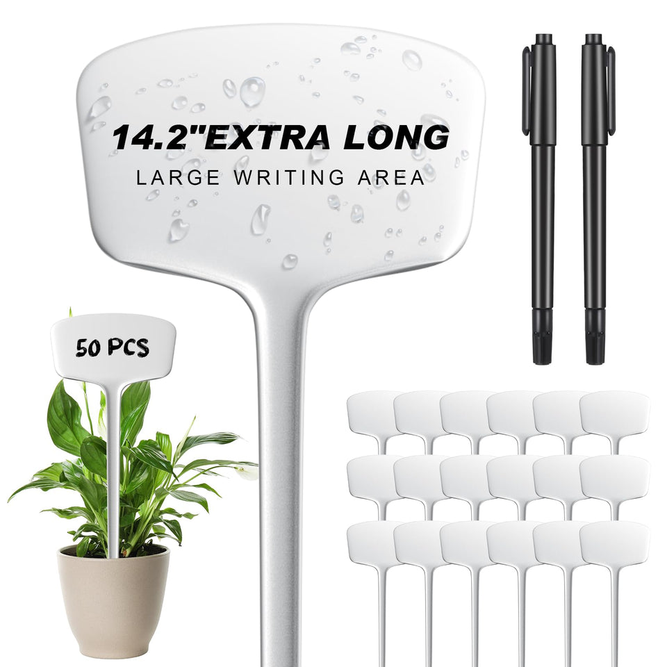 Colingmill plant label 14-2 inch white visible for easy garden tagging.