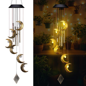 Colingmill Moon wind chime outdoors glows, enhancing night ambiance.