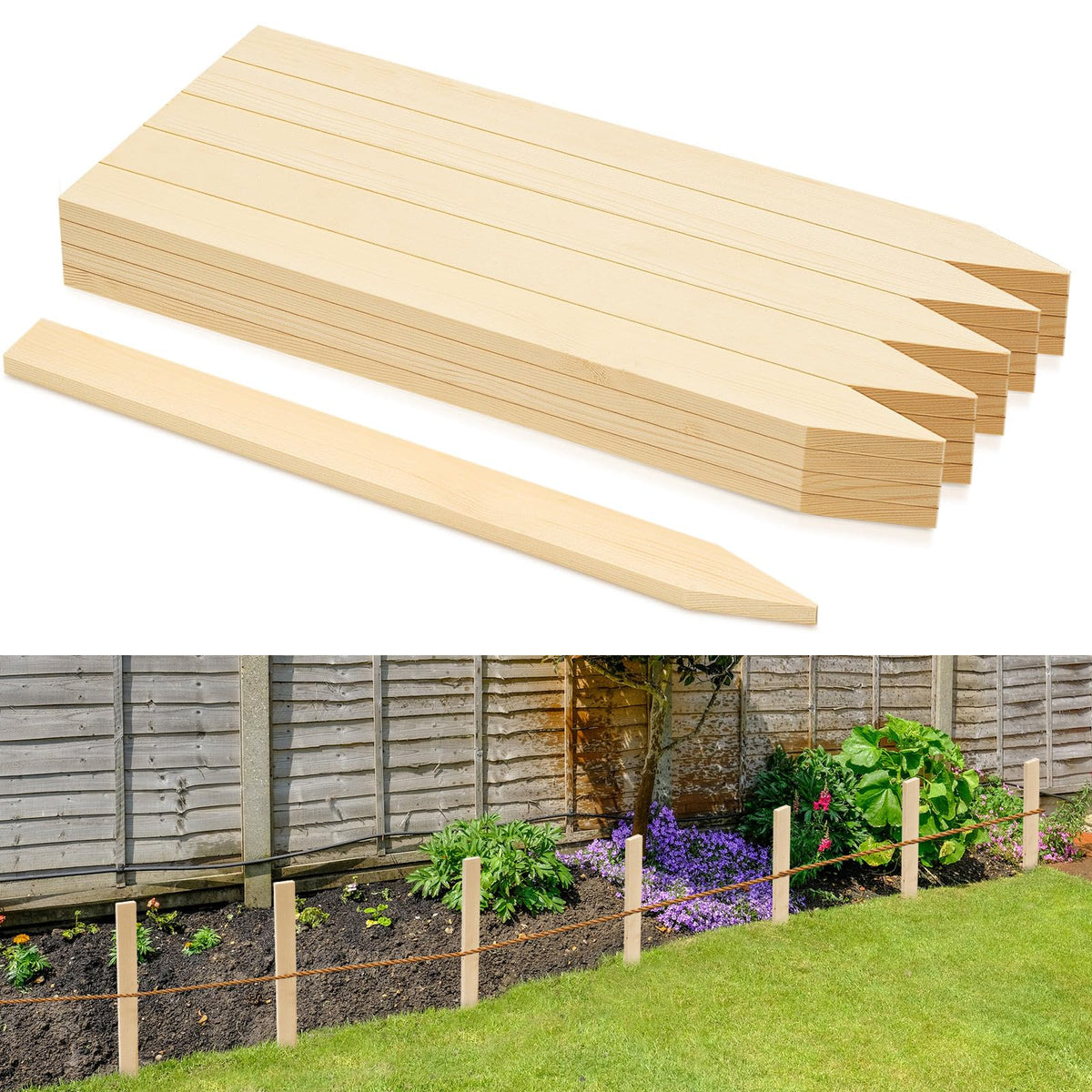 Colingmill wooden garden stake, 18-inch length, ideal for plant support and garden marking.