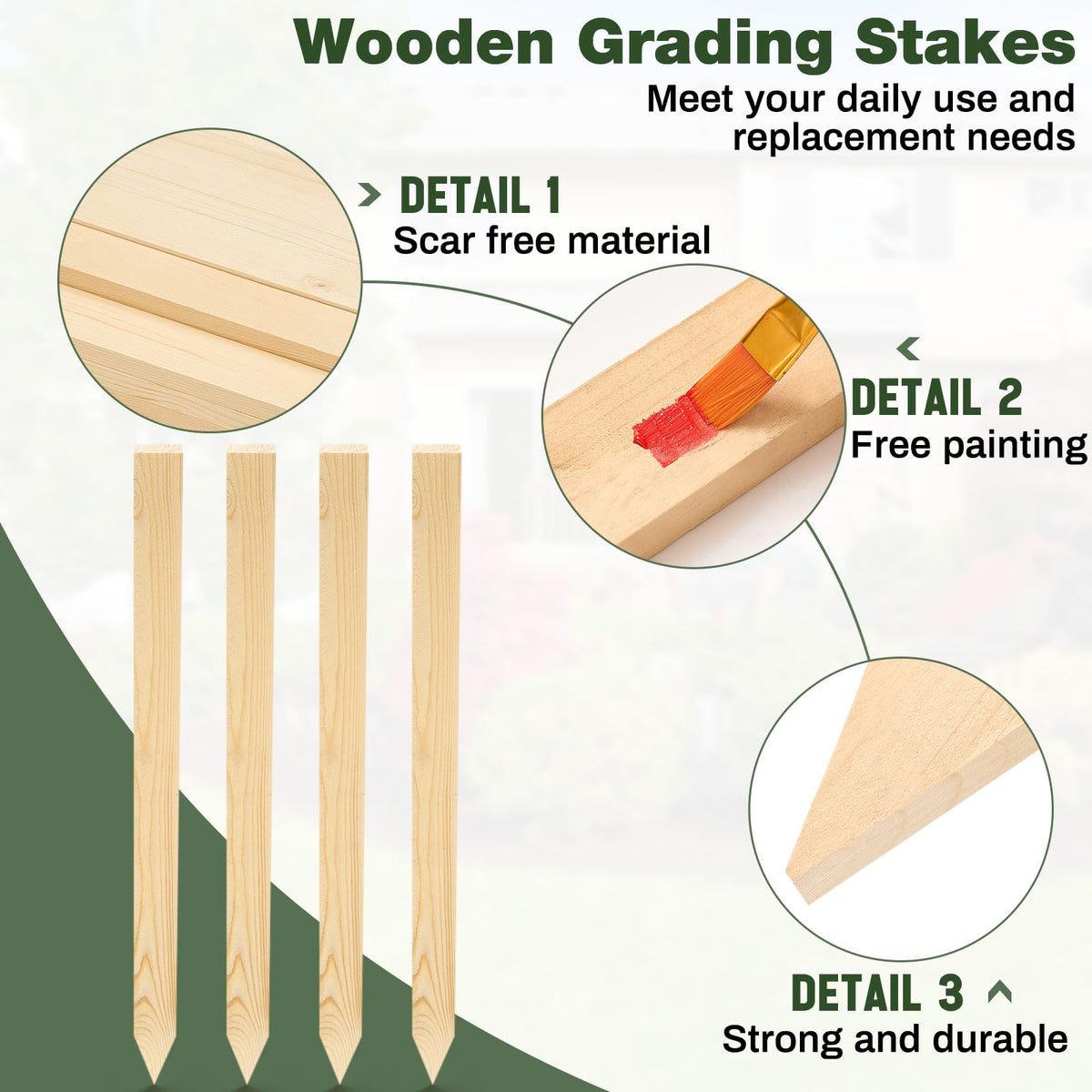 Colingmill wooden stake with smooth tips facilitates soil insertion.