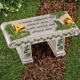 Collections Etc memorial bench with heartwarming inscription lights softly for nighttime remembrance