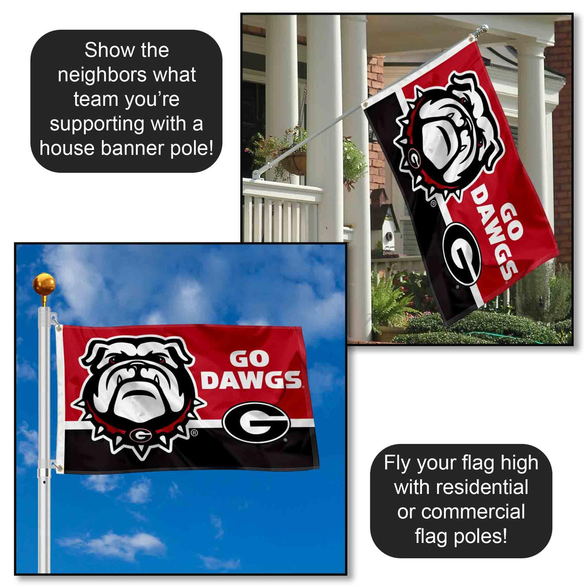 College Flags & Banners Co Georgia Bulldogs banner side view dual sided print